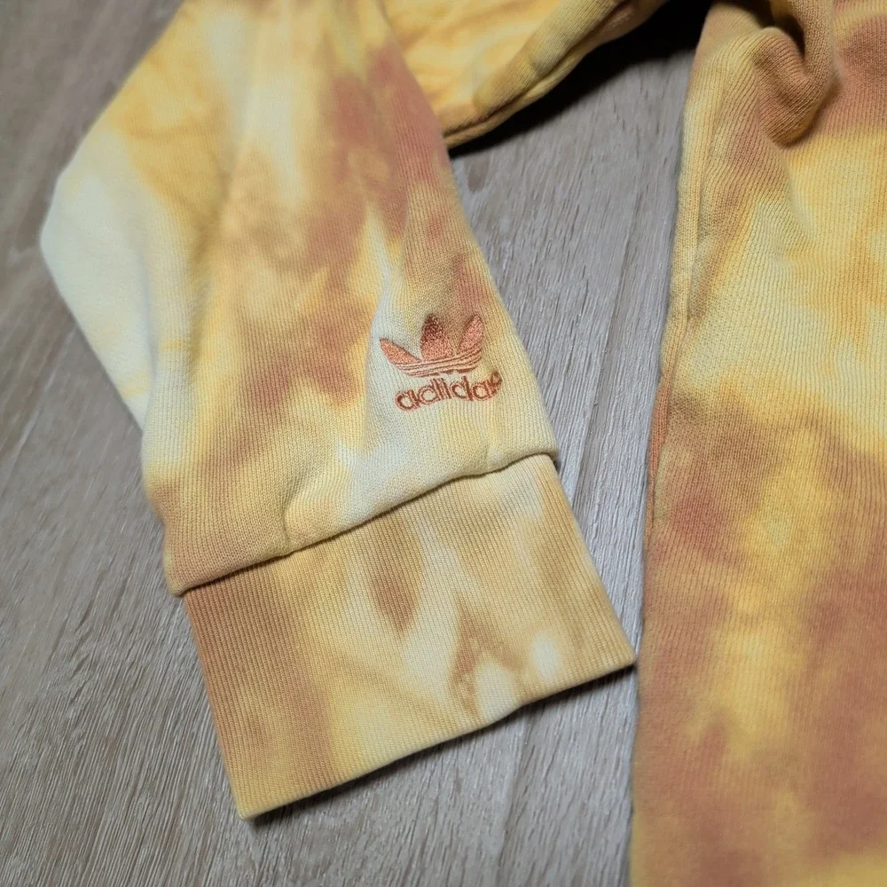 Adidas Ozworld Hoodie Mens Medium Orange Yellow Tie Dye Pullover Sweatshirt Cozy